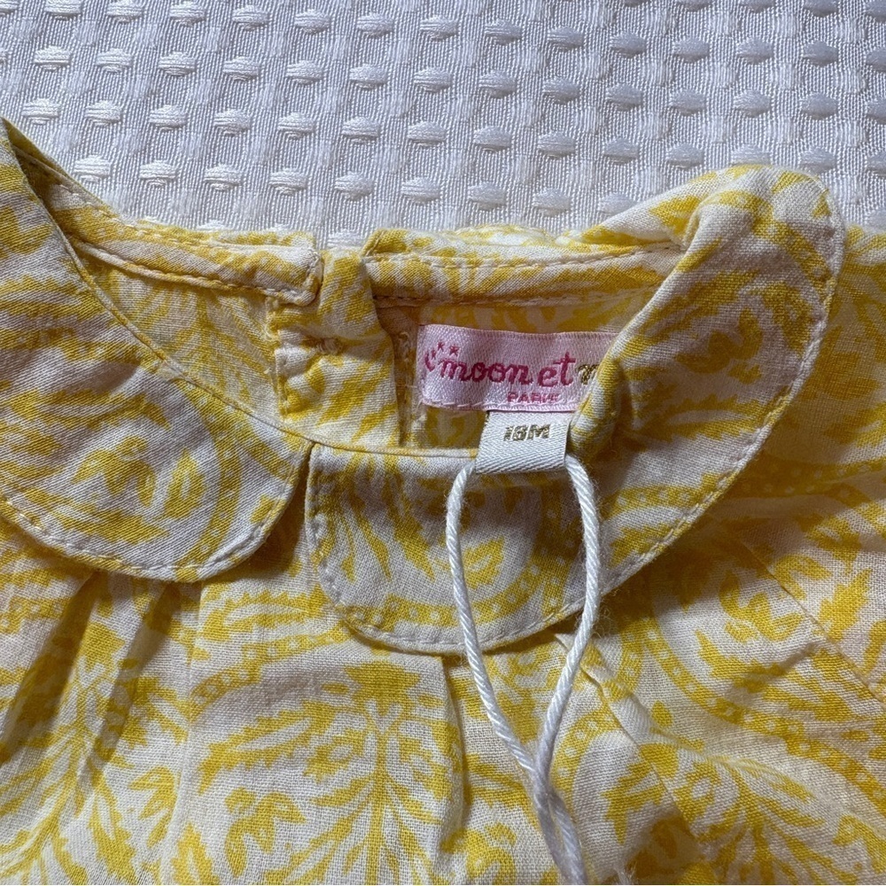 Moon et miel yellow and white collar dress 100% cotton ￼NWT - Picture 5 of 8